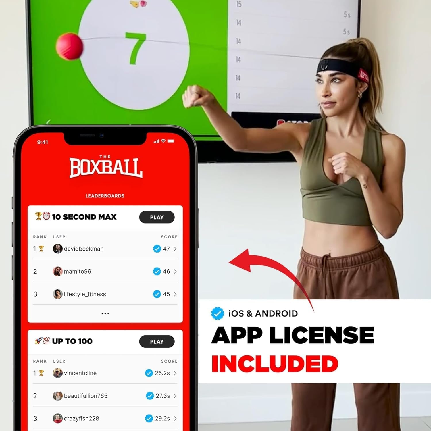 ® Boxing Reflex Ball - Celebrity-Endorsed Home Workout Game - App-Connected Punch Counter - Hand Eye Coordination Training Ball - Christmas Gift for Boxers, All Ages - Stocking Stuffer