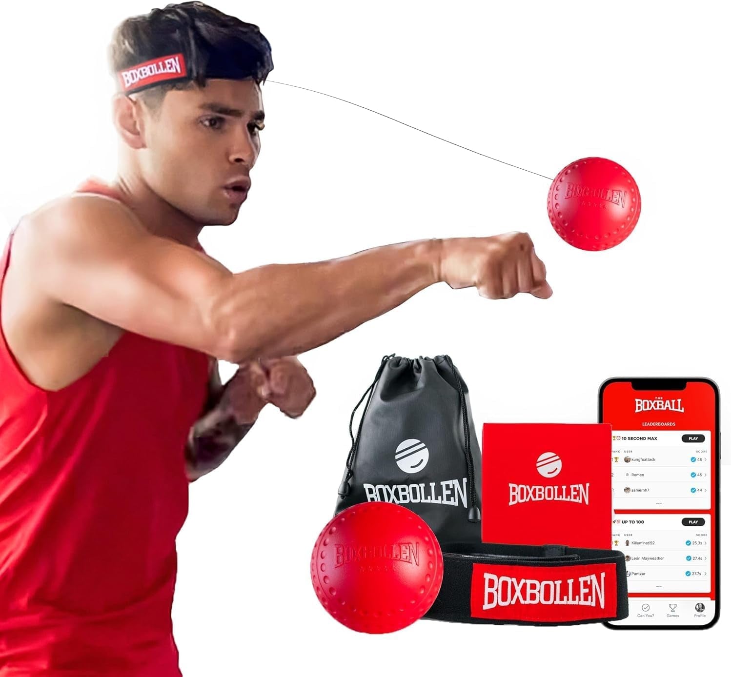 ® Boxing Reflex Ball - Celebrity-Endorsed Home Workout Game - App-Connected Punch Counter - Hand Eye Coordination Training Ball - Christmas Gift for Boxers, All Ages - Stocking Stuffer